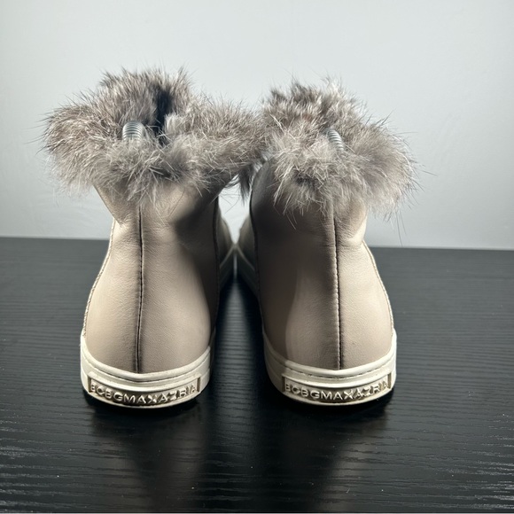 BCBG Women's Cream Leather Rabbit Fur High Tops size 7 - Picture 4 of 7